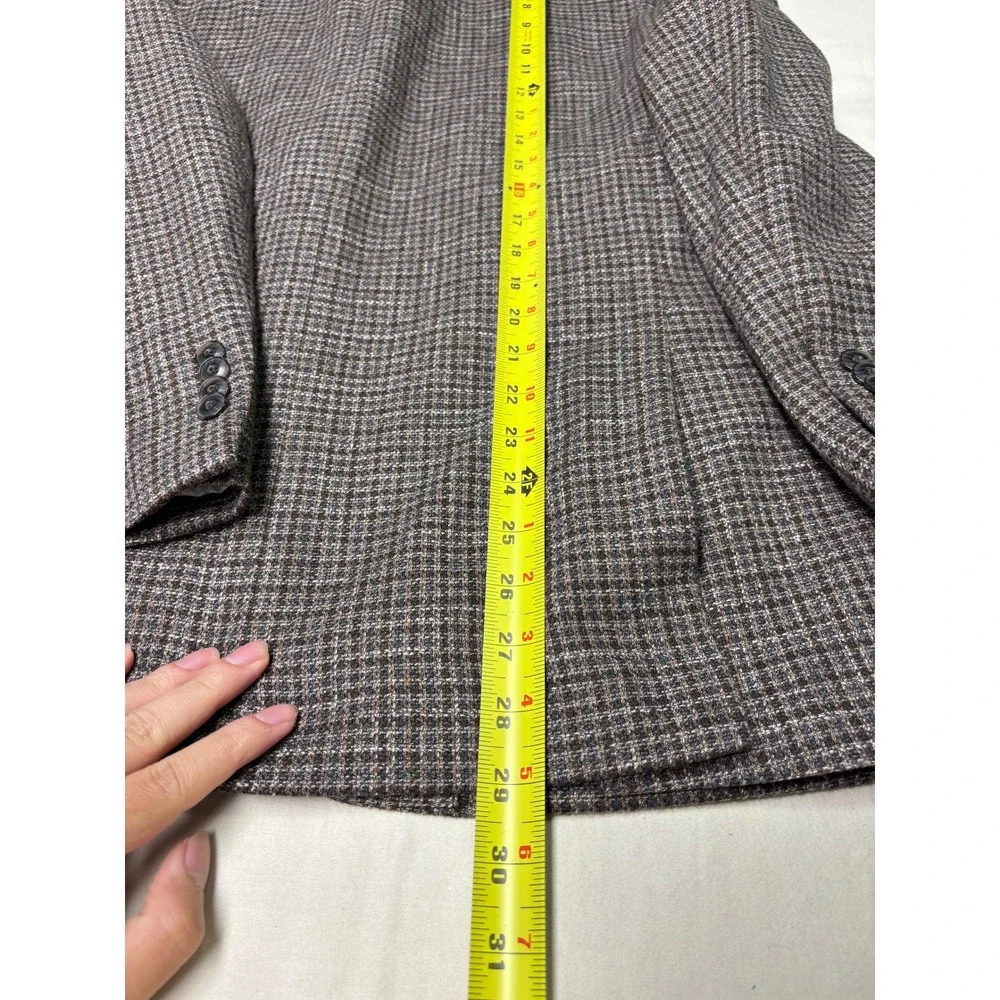 Jos A Bank 1905 X Tollegno 1900 Mens 44 Short Brown Houndstooth Wool Sport Coat